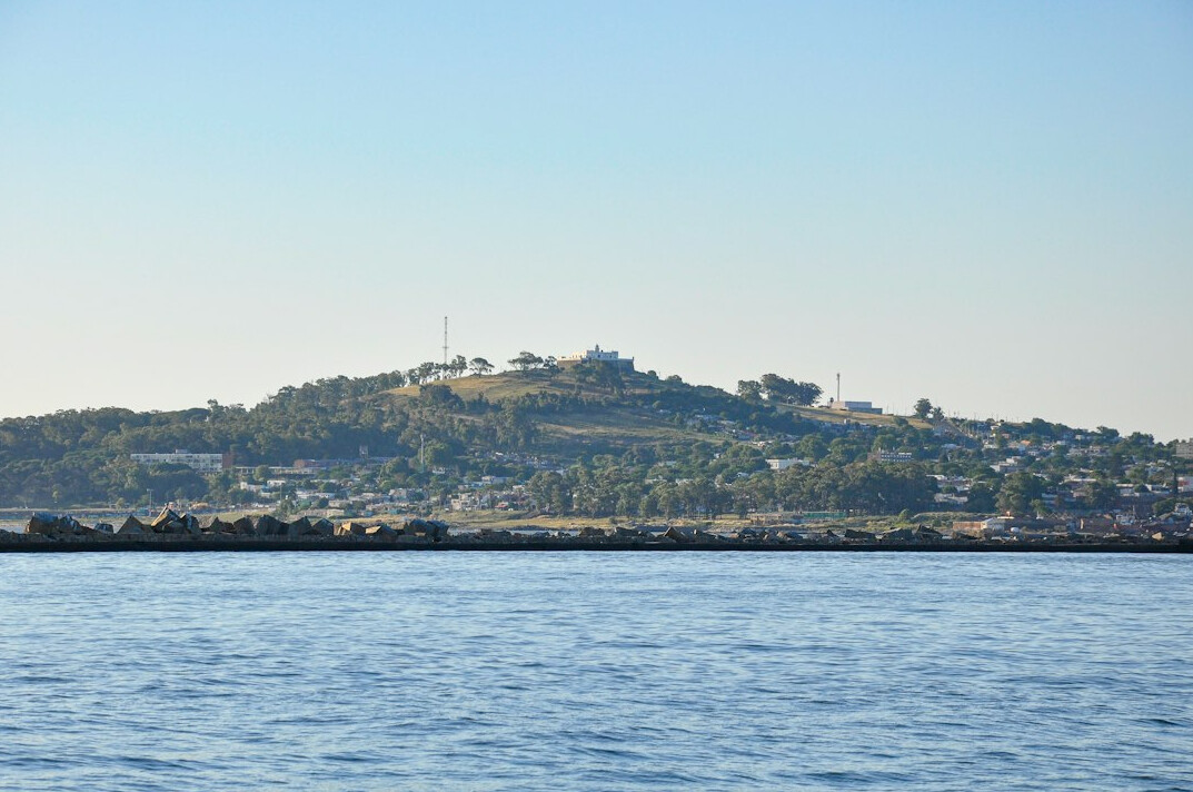 View of the old port of Montevideo at evening with warm light