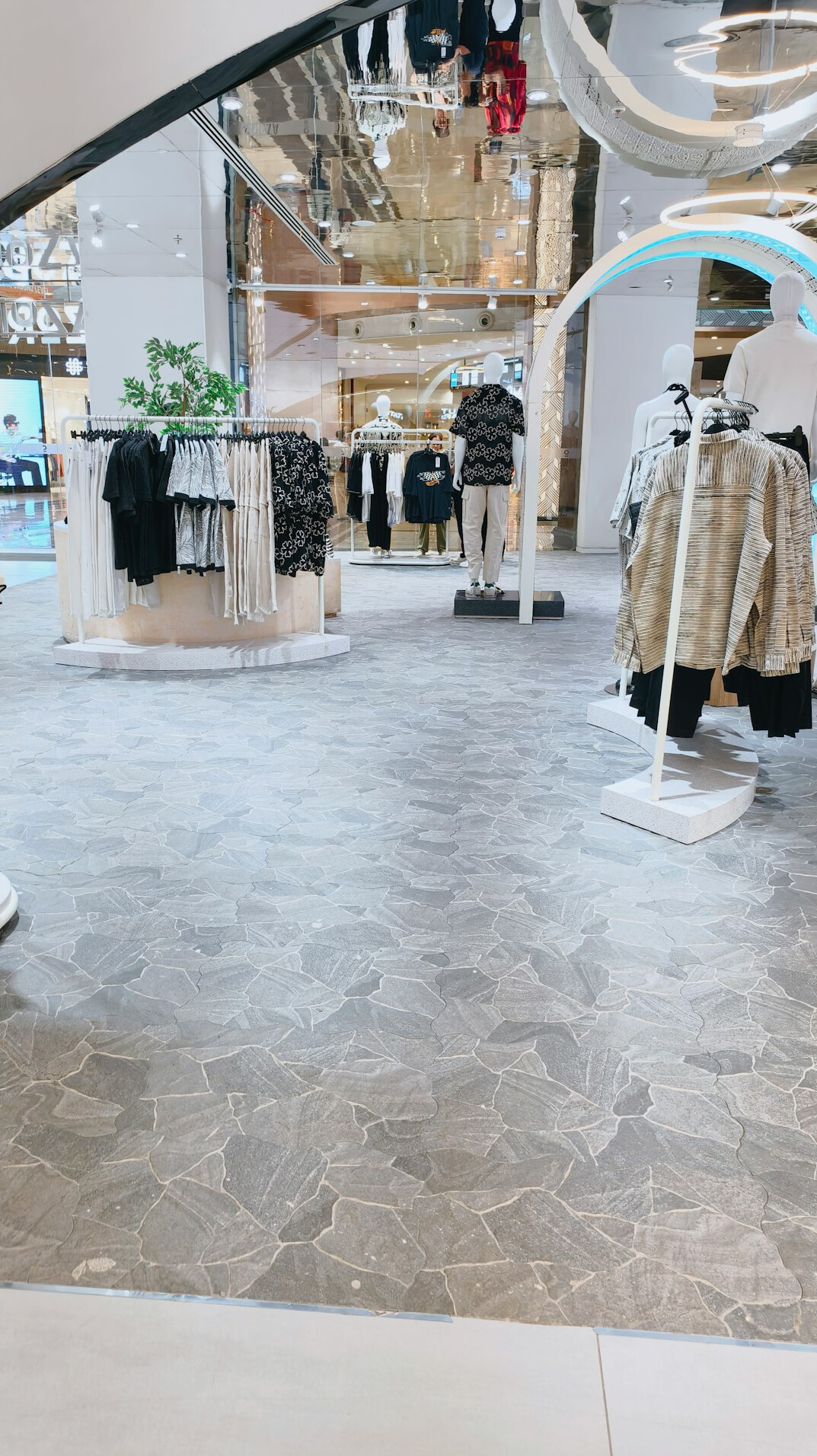 retail store interior with mirrors